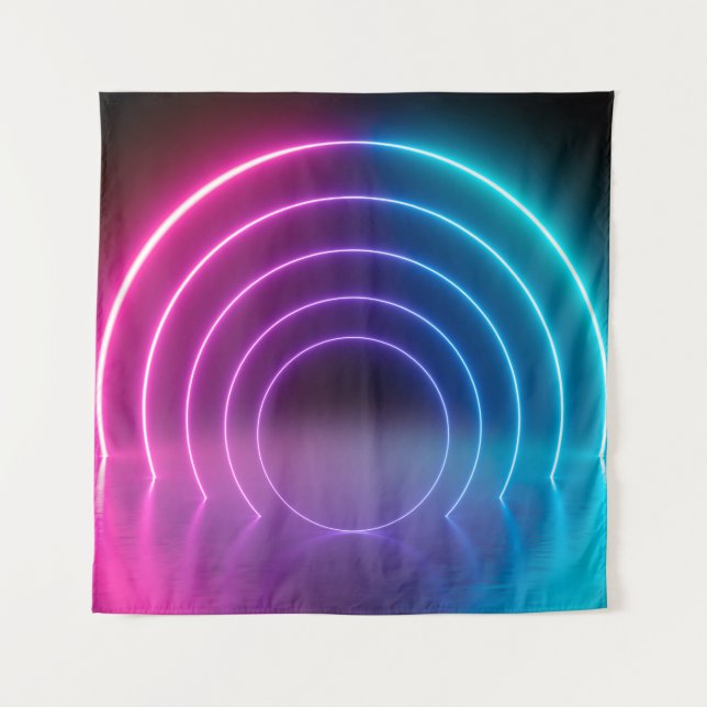 3d, glowing lines, tunnel, neon lights, virtual re tapestry (Front)