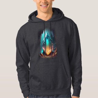 3D Glowing Stone Orange Teal Hoodie
