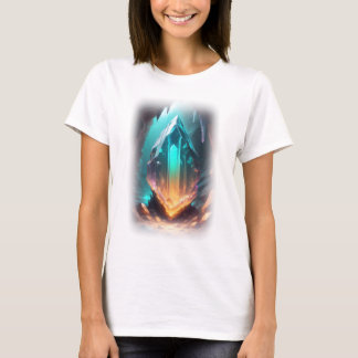 3D Glowing Stone Orange Teal T-Shirt
