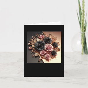 3d Gold Black Pink Roses #11 Sticker Card