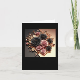 3d Gold Black Pink Roses #11 Sticker Card