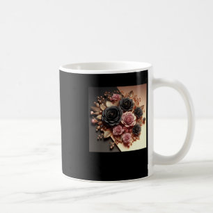 3d Gold Black Pink Roses #11 Sticker Coffee Mug