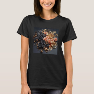 3d Gold Black Pink Roses #20 Sticker T-Shirt