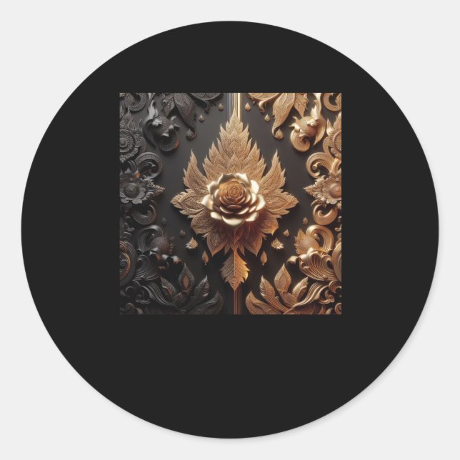 3d Gold Black Roses #10 Sticker  (Front)