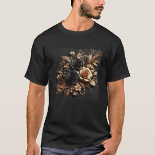 3d Gold Black Roses #19 Sticker T-Shirt