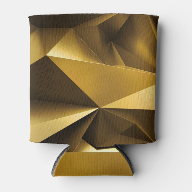 3D Gold Crystal Abstract Panorama Can Cooler (Front)