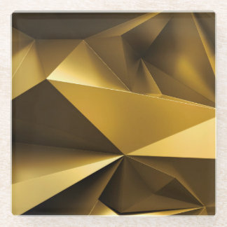 3D Gold Crystal Abstract Panorama Glass Coaster