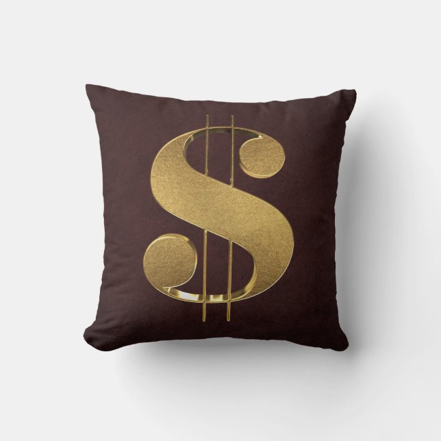 3D Gold Dollar Sign Cushion (Front)