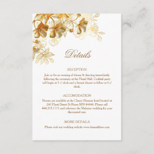 3D Gold Flowers White Enclosure Card