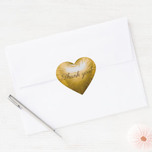 3D Gold Heart Wrap Thank You Sticker