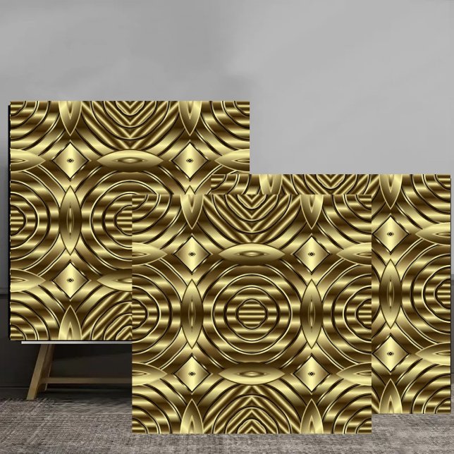 3D Gold Metallic Geometric Pattern luxury  Ceramic Tile (Creator Uploaded)