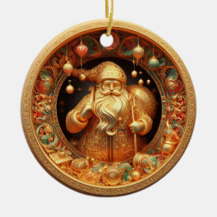 3d gold Santa Clause Ceramic Ornament