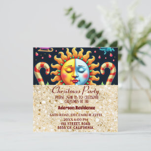 3d Golden Christmas Tree  Golden Christmas Party Invitation