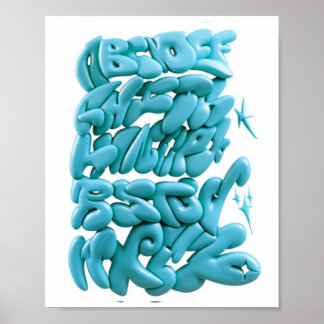 3D Graffiti Letters Hand-Drawn in Procreate Poster