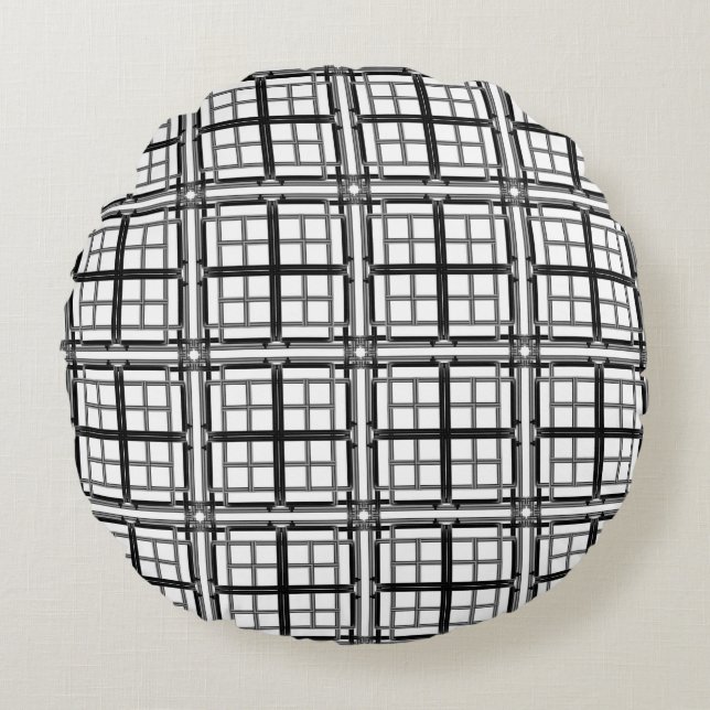 3D gray geometric abstract pattern background.3d b Round Cushion (Front)