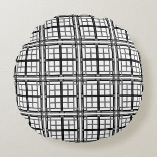 3D grey geometric abstract pattern background.3d b Round Cushion