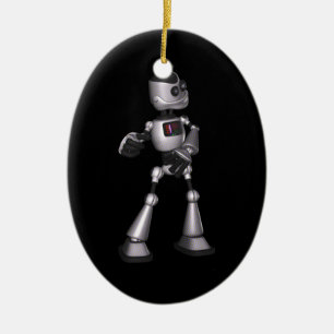 ♪♫♪ 3D Halftone Sci-Fi Robot Guy Dancing Ceramic Tree Decoration