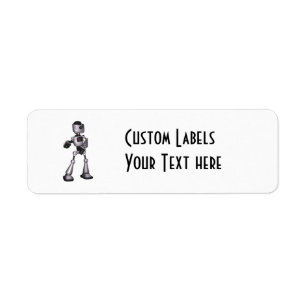 ♪♫♪ 3D Halftone Sci-Fi Robot Guy Dancing Return Address Label