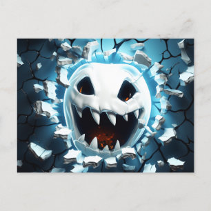 3D Halloween Ghost Cracked Hole Holiday Postcard