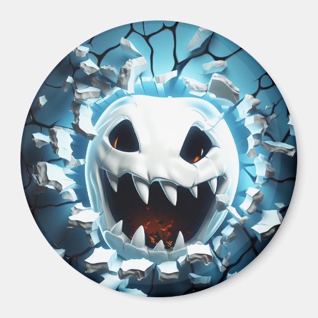 3D Halloween Ghost Cracked Hole Magnet (Front)