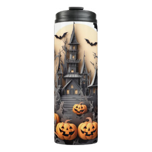 3d Halloween Pumpkin Haunted house Thermal Tumbler