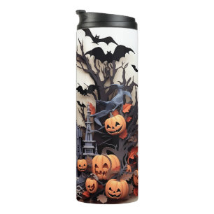 3d Halloween Pumpkin Haunted house Thermal Tumbler