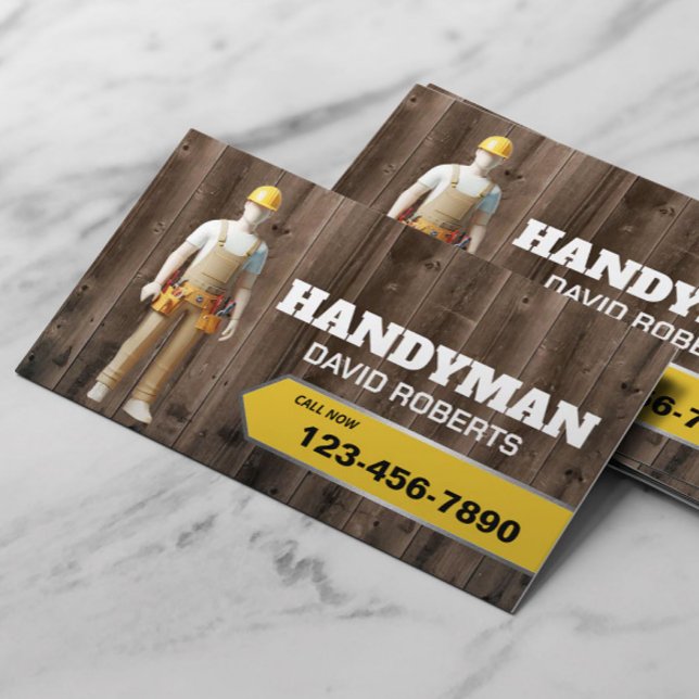 3D Handyman Repair Maintenance Service Wood Business Card (Creator Uploaded)