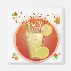 3D Happy Hour Cocktail (white) Magnet