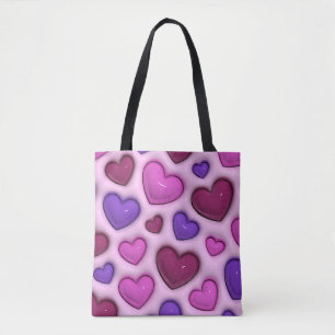 3D Heart Pattern - Pink Romantic Everyday Tote Bag