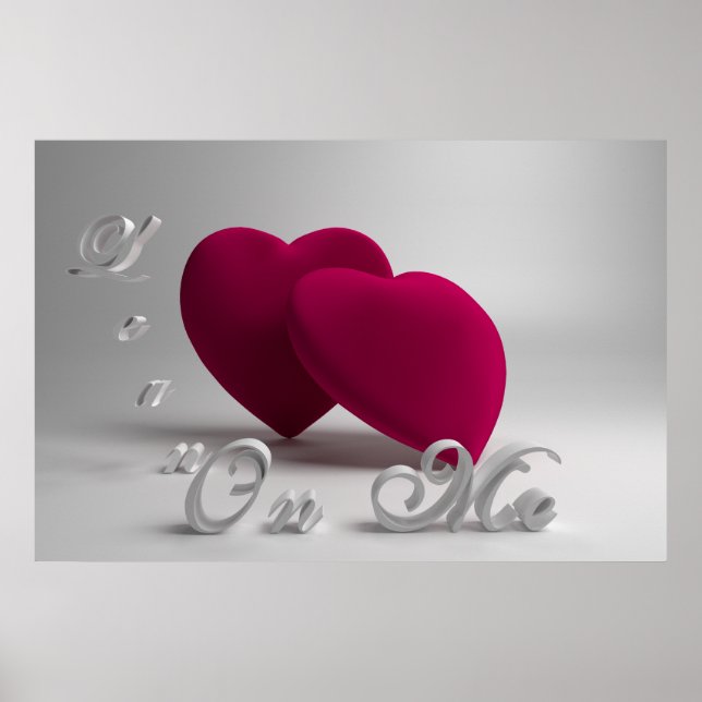 3D Hearts and Typography Poster (Front)