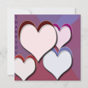 3D Hearts Thank You Card