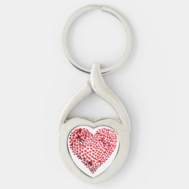 3D Hearts Valentines Day graphic Key Ring (Front)
