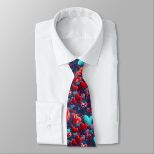 3D Hearts Valentine's Day  Tie