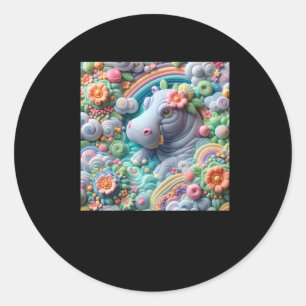 3d Hippopotamus Sticker1 Classic Round Sticker