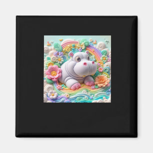 3d Hippopotamus Sticker Magnet