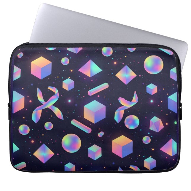 3D Holographic Geometric Padded Laptop Sleeve (Front)