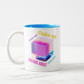 3D Holographic Glass Cube  Two-Tone Coffee Mug