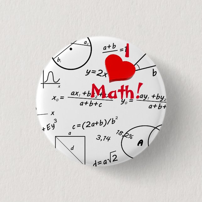 3D I love Math whiteboard 3 Cm Round Badge (Front)