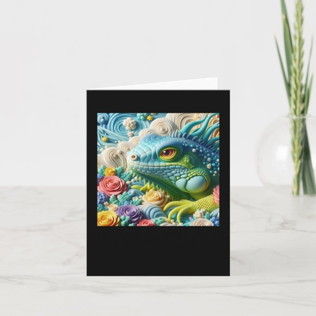 3d Iguana Sticker1  Card (Front)