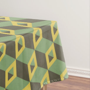 3D Illusion Squares Pattern Tablecloth