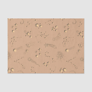 3D illusion stars constellations moons tan beige Tissue Paper