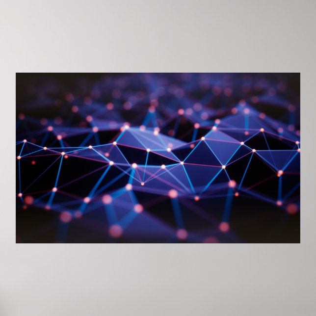 3D illustration. Abstract background, connection a Poster (Front)