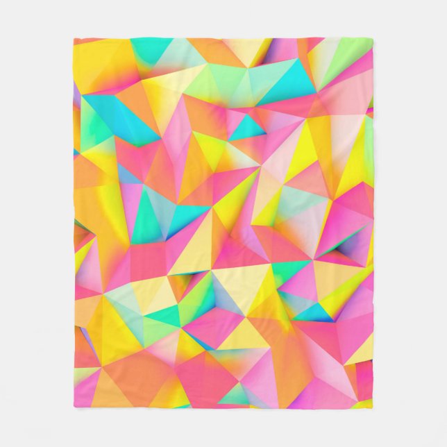 3D Illustration - Colorful low poly texture3d,abst Fleece Blanket (Front)