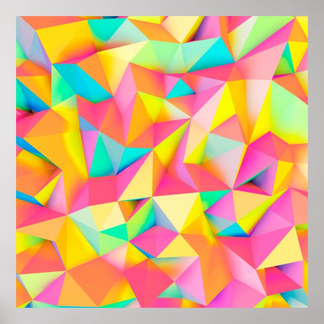 3D Illustration - Colourful low poly texture3d,abs Poster (Front)