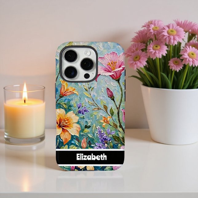 3D Impasto Colourful Floral Smartphone Case-Mate iPhone Case (Creator Uploaded)