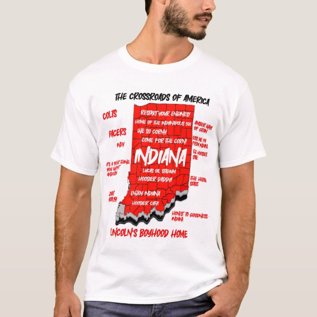 3D Indiana map design T-Shirt (Front)