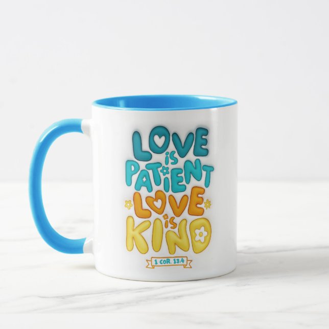 3D Inflated Love is patient, Love is kind Puffy Mug (Left)