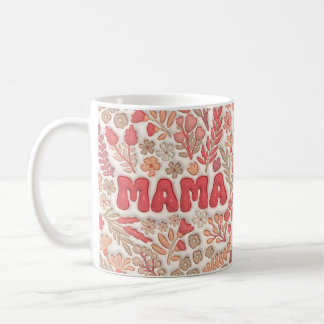 3D Inflated Red Boho Flowers Mama Coffee Mug
