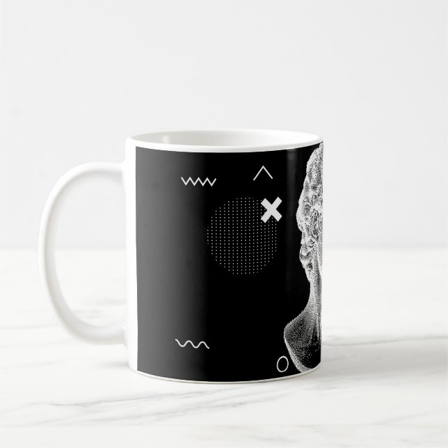 3D ing of Michelangelo's David head in pixel art 8 Coffee Mug (Left)