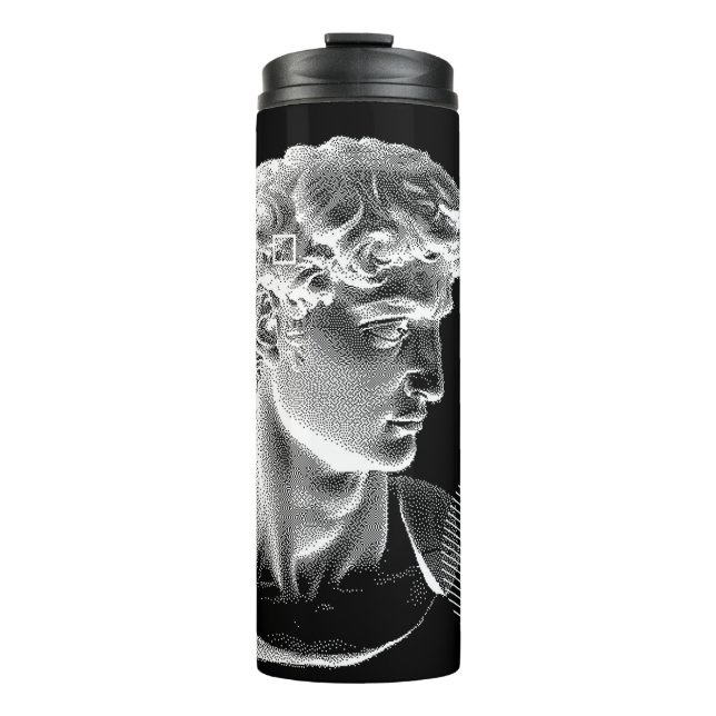 3D ing of Michelangelo's David head in pixel art 8 Thermal Tumbler (Front)